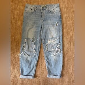 Topshop Moto Hayden Light Wash Ripped Denim Jeans,Women's W28,L30